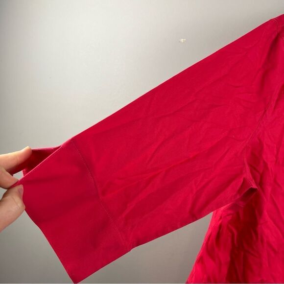 Chico’s no iron 3/4 sleeve fuchsia pink pleated boxy swing button down 3.5 18 XL - Picture 5 of 11